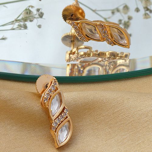 Elegance in Motion Gold   Diamond Earrings