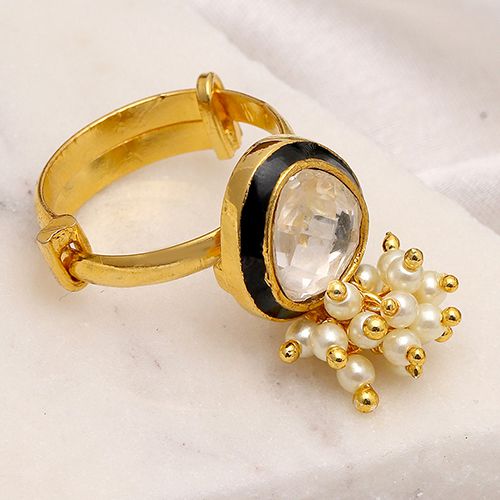 Elegant Kundan Pearl Ring