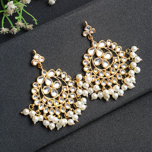 Luxe Pearl   Kundan Earrings Pair