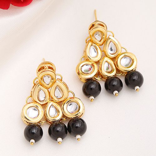 Sophisticated Black Kundan Earrings