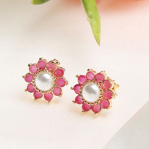 Classic Maroon Pearl Studs