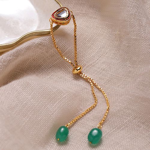 Gold Plated Green Charm Bracelet