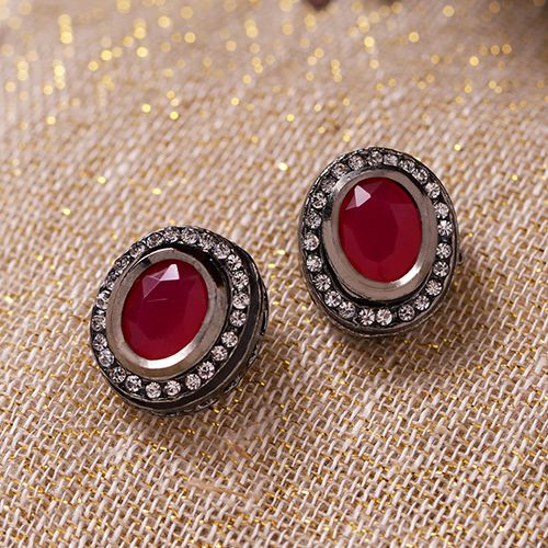 Bold Red Kundan Earrings