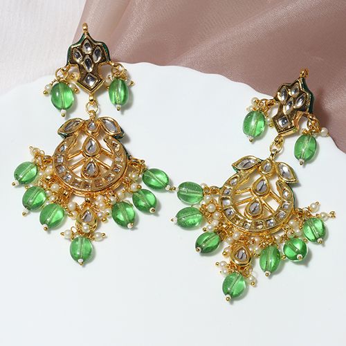 Radiant Green Kundan Earrings