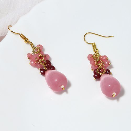 Charming Pink Kundan Earrings Elegance