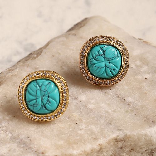 Luxe Blue Gold Dangle Earrings