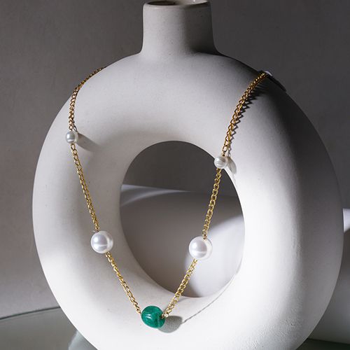 Luxe Green Pearl Necklace