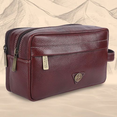 Sleek Leather Toiletry Travel Kit