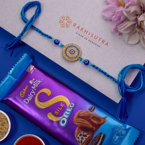 Amazing Evil Eye Rakhi N Cadbury Silk Treat