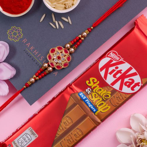 Graceful Kundan Rakhi N Kitkat Combo