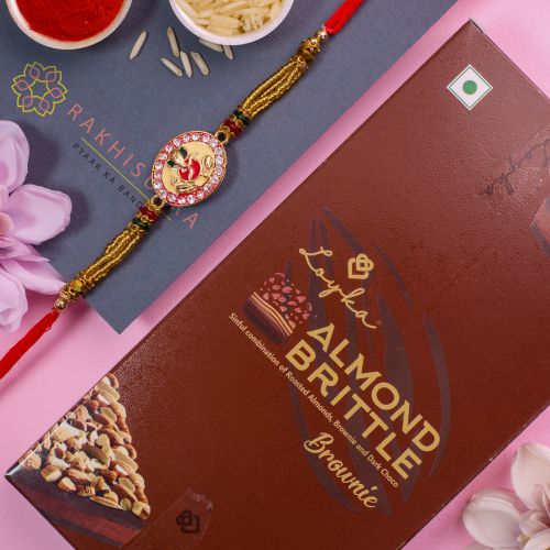 Holy Ganesh Rakhi N Loyka Almond Brittle Brownie Combo