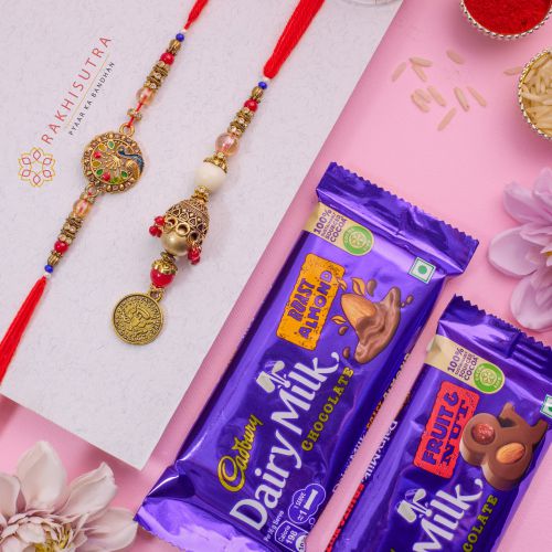 Classic Kundan Bhaiya Bhabhi Rakhi N Chocolate Bliss