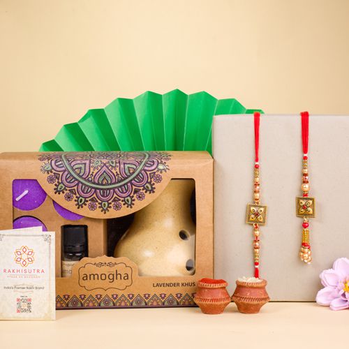 Premium Kundan Bhaiya Bhabhi Rakhi N Aromatic Delight