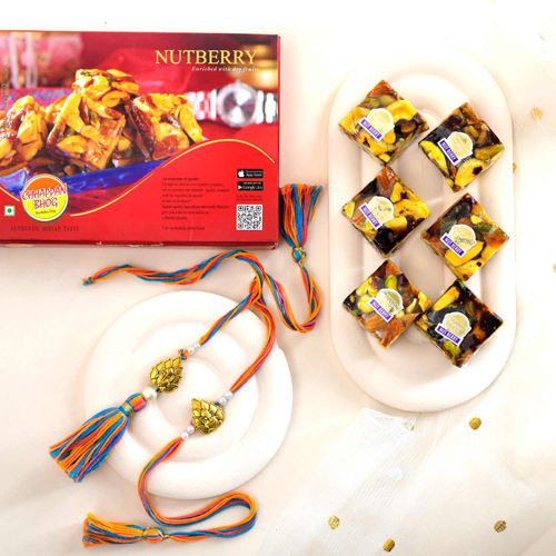 Charming Rakhi Set with Nutberry Sweets